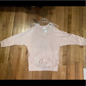 NWT charming Charlie sparkly pink & gold sweater